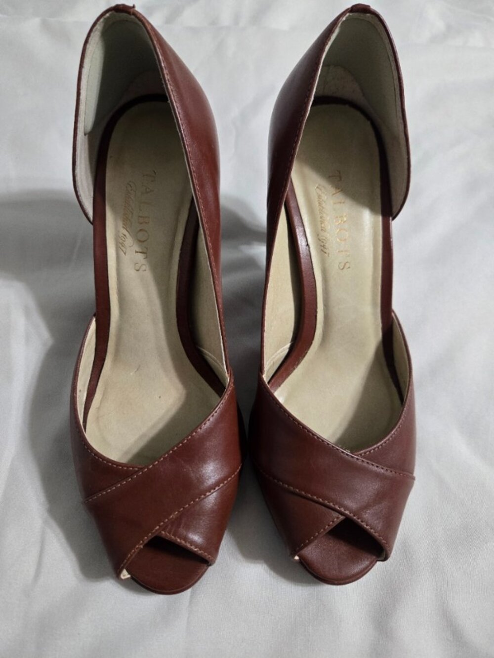 Talbots Esta Open Toe Leather Pumps